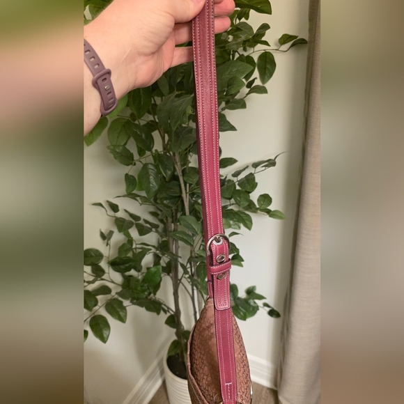 Coach Belted Soho Flap Pink Signature C Fabric and Suede Crossbody - Picture 7 of 13